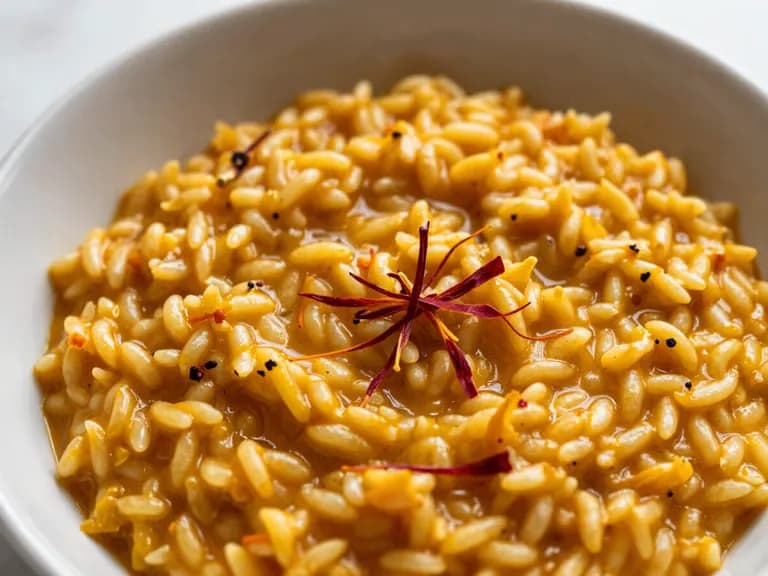 Teller mit goldgelbem Safran-Risotto