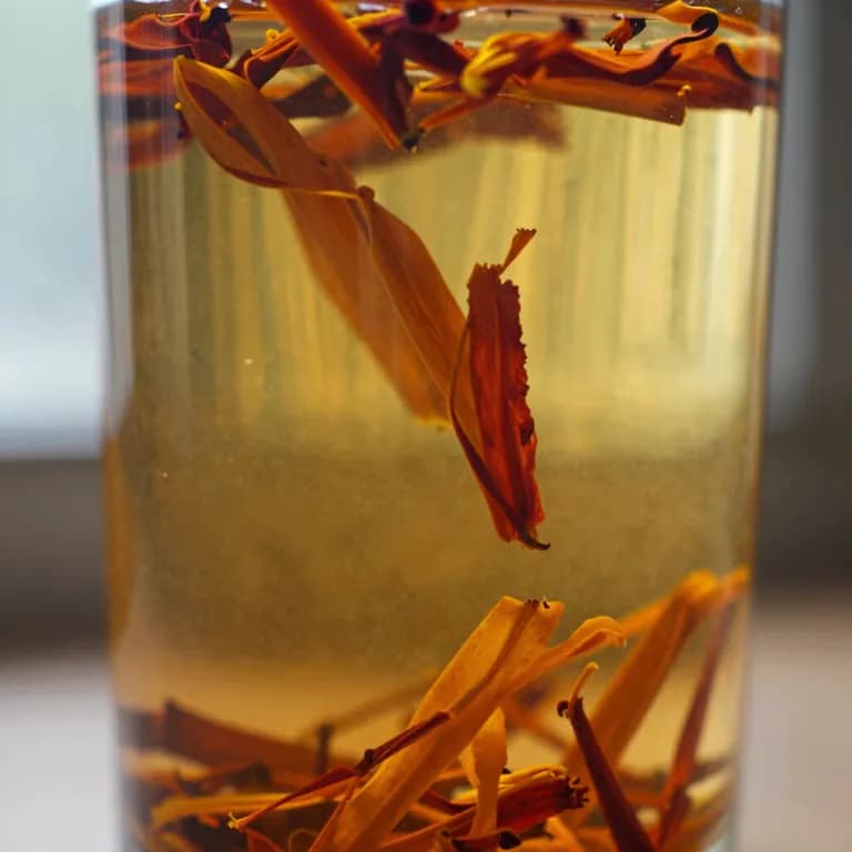 Ziehender Safranaufguss in einem Glas